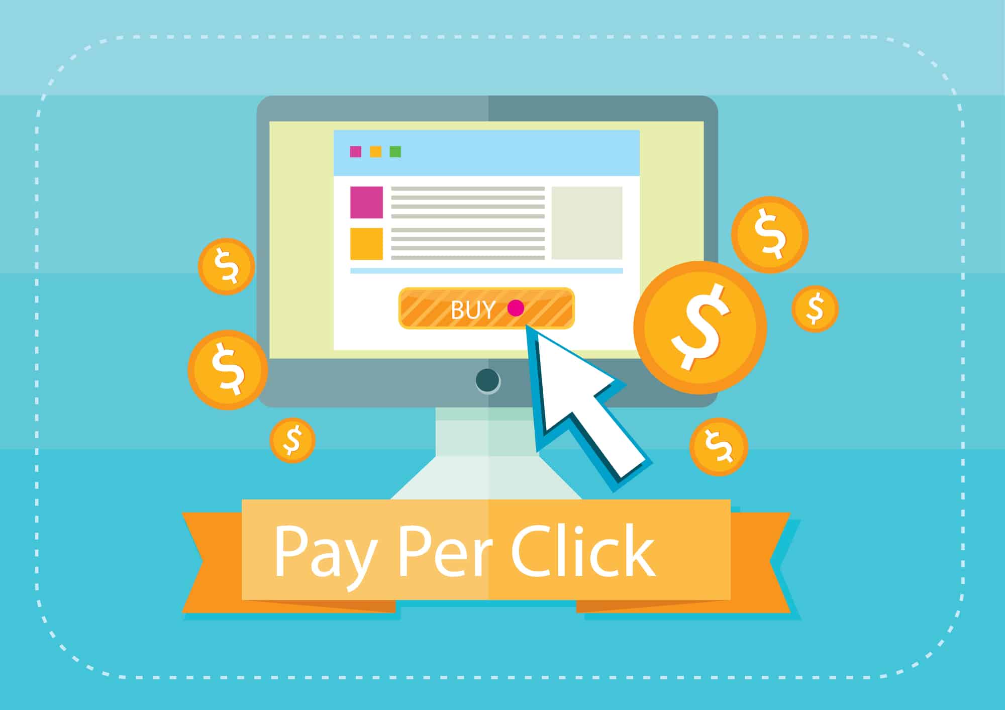Pay Per Click Flat Concept for Web Marketing - Big Easy SEO
